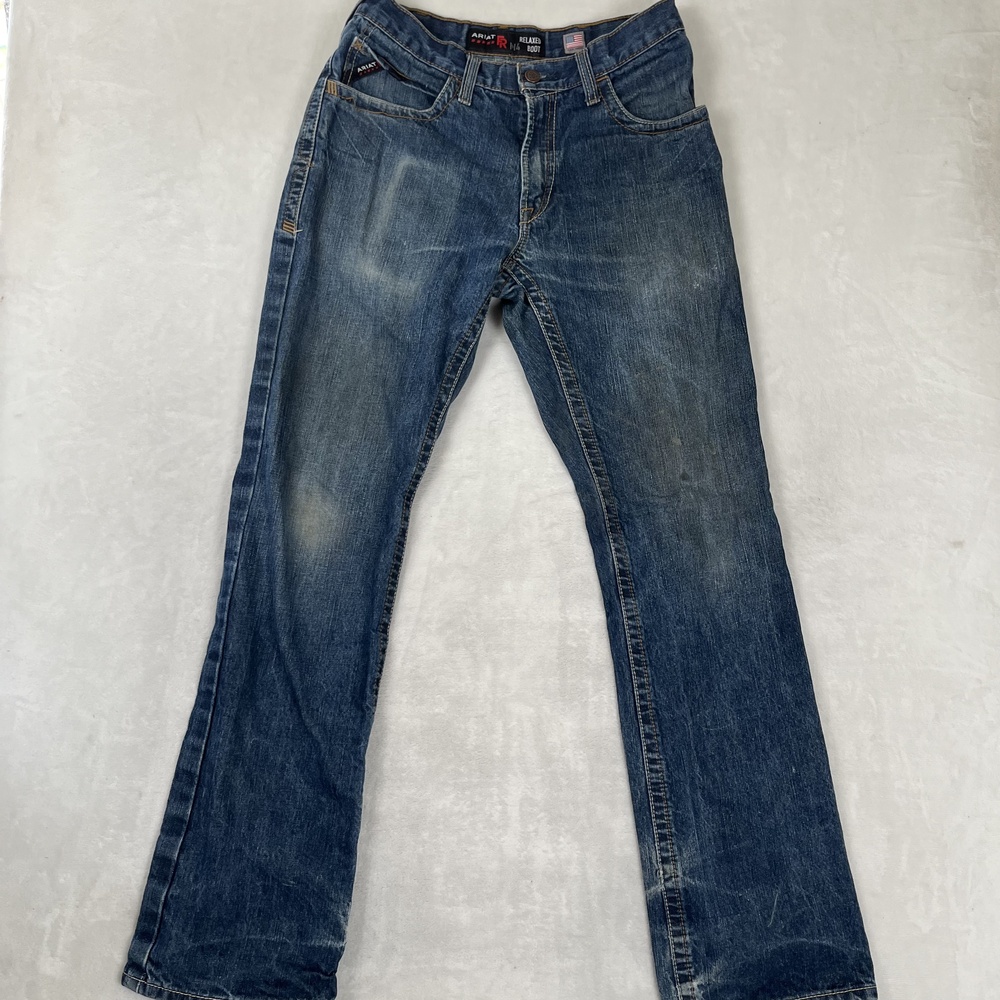 Ariat FR M4 Relaxed Boot Jeans Mens 32x36 Blue Medium Wash Work Denim Pants
